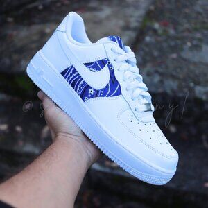 Nike Air Force 1 Blue bandana Sneaker Custom New With Tags